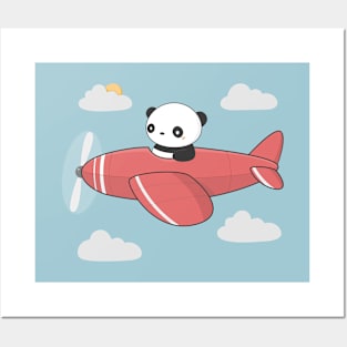 Kawaii Cute Panda Flying Posters and Art